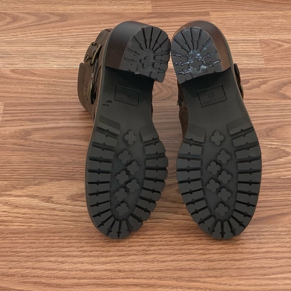 Sun + Stone Evellyn Boots Size 6.5 Taupe NIB Buckled Straps & Block Heel - Picture 6 of 7